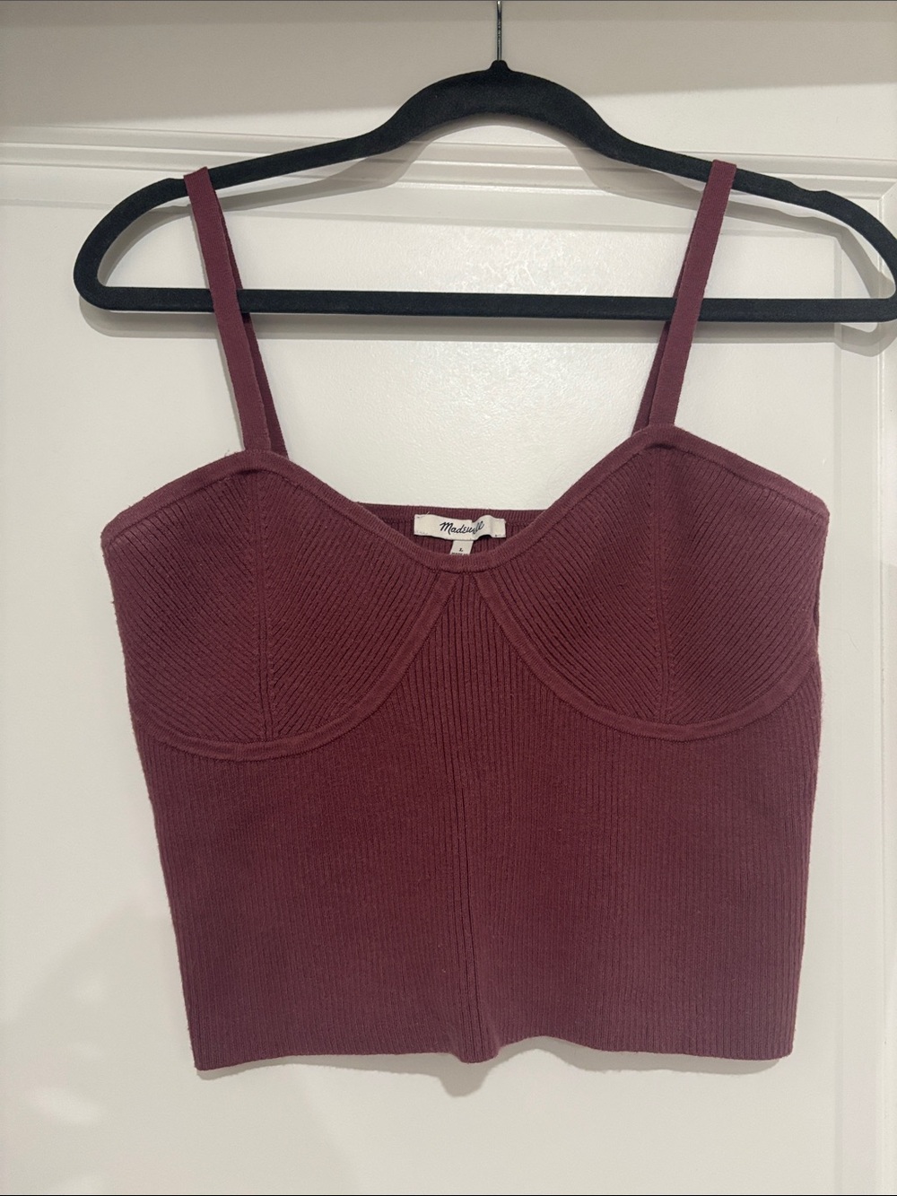 Madewell Wine Ribbed Bustier Camisole, Large